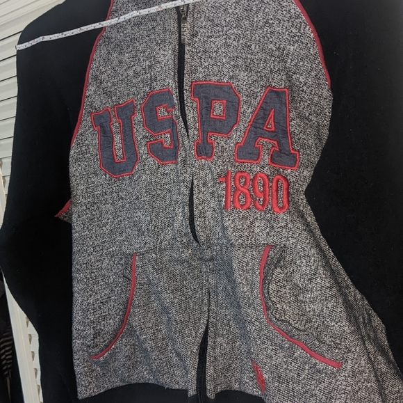 US Polo Association sherpa-lined hoodie jacket kids sz 10/12 - Picture 3 of 3